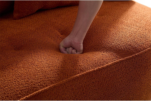 Sofa Modular Biplaza Curvado Lunar Boucle Premium Naranja