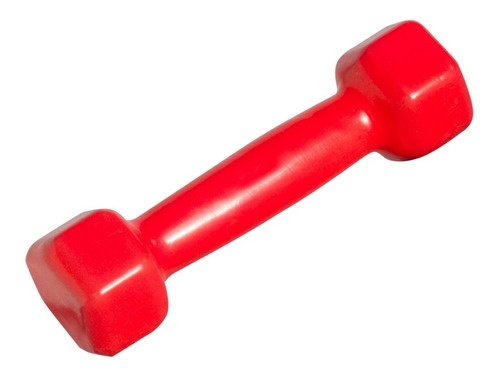 Halter Sextavado Emborrachado Vermelho 1kg P/treino Fitness