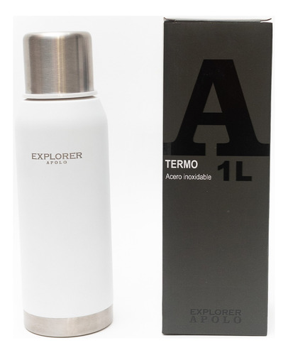 Termo Acero Inoxidable Explorer Blanco 1 Litro 24 Hs