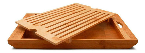 Tábua Para Pães Com Migalheira De Bambu - Dolce Home Cor Marrom-claro Retangular