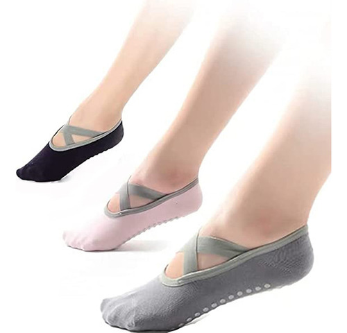 Calcetines De Yoga Pilates Para Mujer Antideslizante 3 Pares