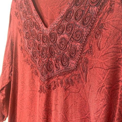 Imagen 4 de 8 de Blusa Hindu Stonewash C/bordada Importada Divina 3/4 Hermosa