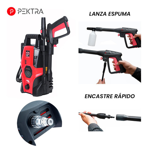 Imagen 8 de 10 de Hidrolavadora eléctrica Pektra PK100-1700 de 1700W con 110bar de presión máxima 220V