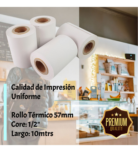 Pack 15 Rollos Térmicos 57x45 Miniprinter Impresora 58mm Color Blanco