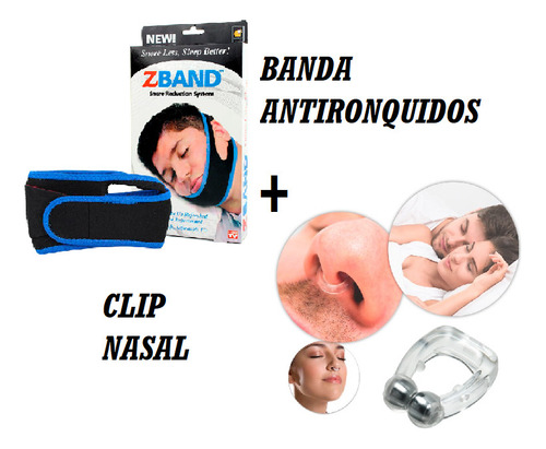 Combo Banda Elastica De Ronquidos + Clip Nasal De Silicona