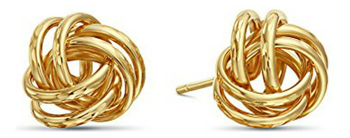 Pendientes Nudo De Amor 14k Oro Amarillo De Corte De Diamant