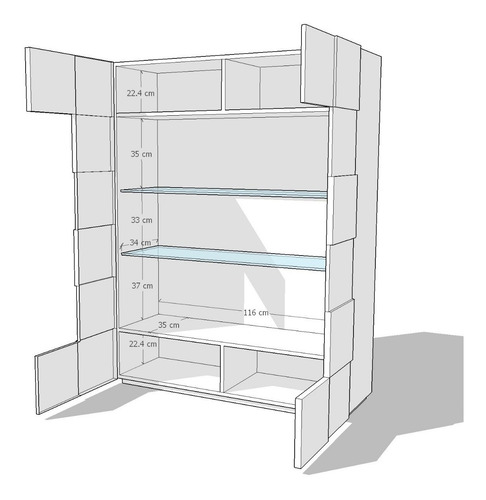Imagen 4 de 5 de Mueble Vajillero Vitrina Poliuretano Alto Brillo Ref Calisto