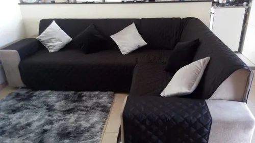 comprar Protetor De Sofá De Canto So Assento+puff+6 Almofadas