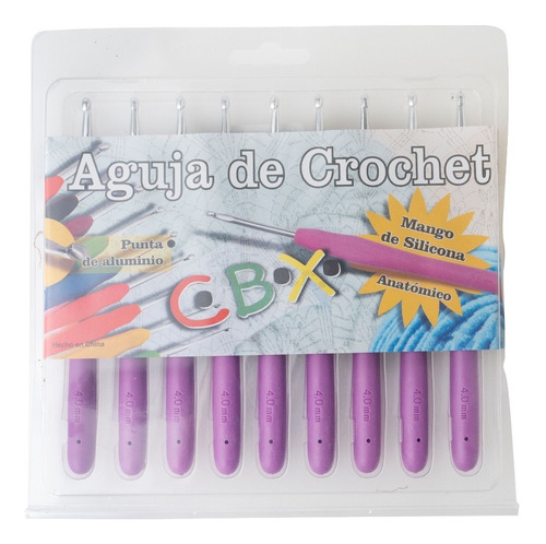 Imagen 2 de 4 de Aguja Crochet Mango Siliconado Marca Cbx N° 4 X Unidad