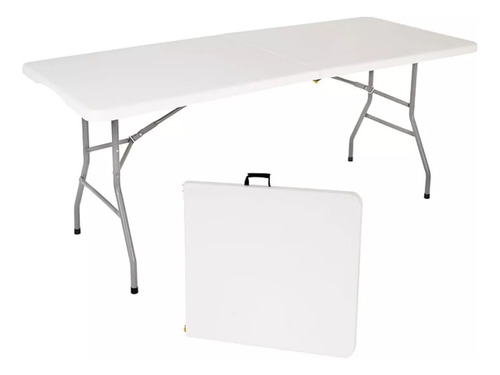 Mesa Mtl Plegable Rectangular 180 Cm Con 6 Sillas Plegables Para Interior Exterior Camping Eventos Jardin Patio Terrazas Diseño Resistente Portátil Facil De Guardar