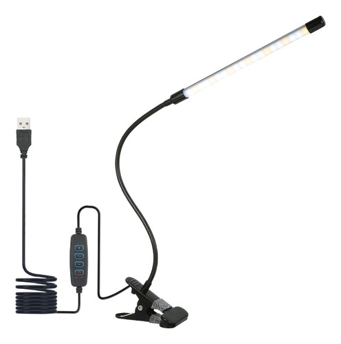 Clip-on Desk Lamp Dimmable Reading Light 3 Lighting Modes