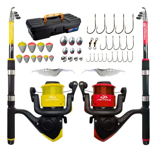 Kit De Pesca Duplo Vara + Molinete E Acessorios