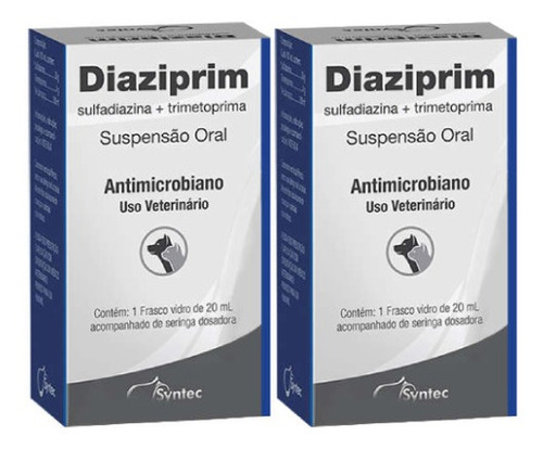 Kit 2 Diaziprim Suspensão Oral Para Cães/gatos 20- Ml Syntec