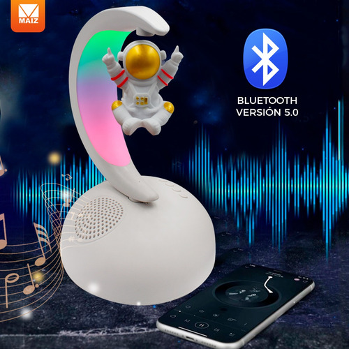 Bocina Bluetooth Luces Led Recargable Radio Fm Astronauta