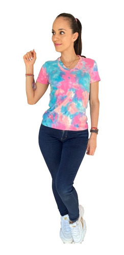 Playera Tie Dye Cuello V