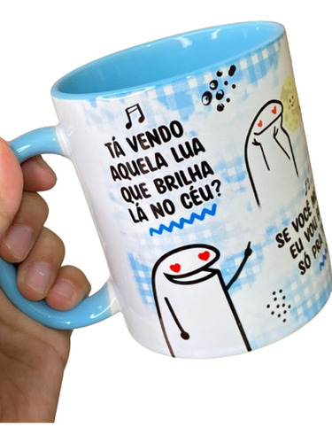 Caneca Azul Tá Vendo Aquela Lua Thiaguinho Pagode Casal