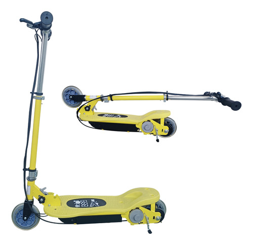 Scooter Eléctrico Plegable Recargable Altura Ajustable Niños Color Amarillo