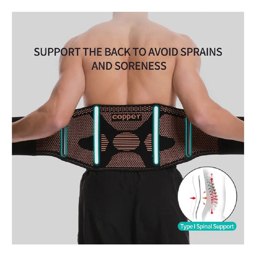 Faja Soporte Lumbar De Cobre - Compresión Ajustable