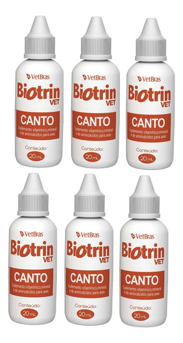 6 Un Biotrin Vet Canto 20ml Suplemento Vitamínico Original