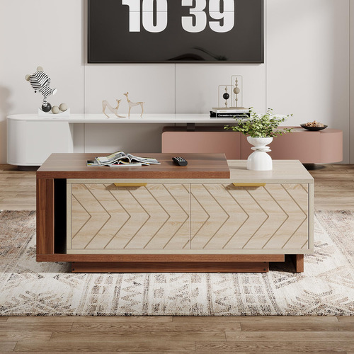 Tribesigns Mesa Auxiliar Extensible Con 2 Cajones De