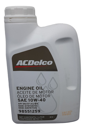 Aceite Para Motor Acdelco 10w-40 Semi-sintetico X 1 Litro