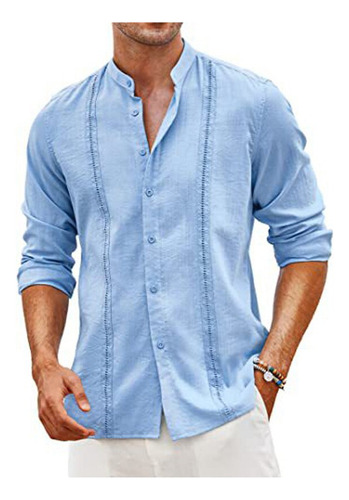 Camisas De Guayabera Cubana Para Hombre, De Lino, Casual, Co