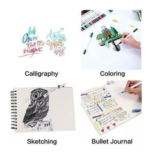Imagen 5 de 6 de Plumones Punta Pincel Brush 48 Colores Marcadores Lettering