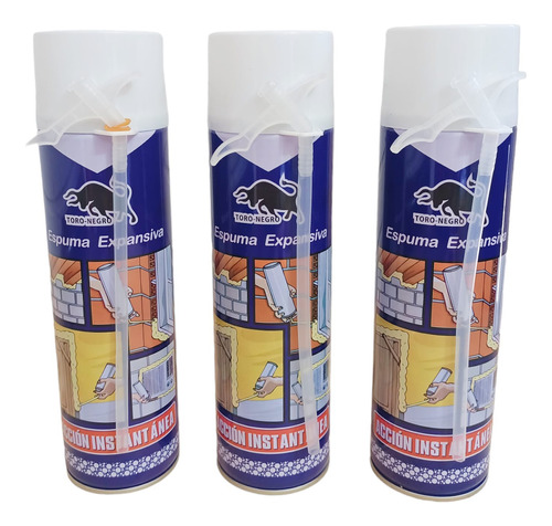 Pack 3 Espuma Expansiva Poliuretano Sellador Aislante 500 Ml