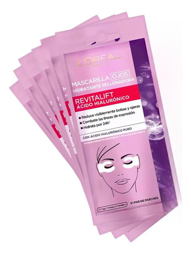 Mascarilla Ojos Loreal Revitalift Ácido Hialurónico Pack X15