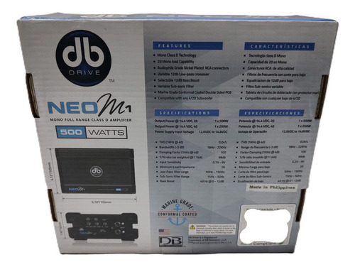 Amplificador Marino Monoblock Db Drive Neo M1 500w Clase D
