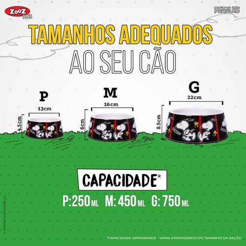 Comedouro Para Cachorro Snoopy Modelo Film Black Zooz Pets