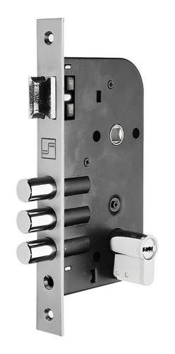 Fechadura Porta 3 Pinos Chave Multiponto - Com Maçaneta Inox