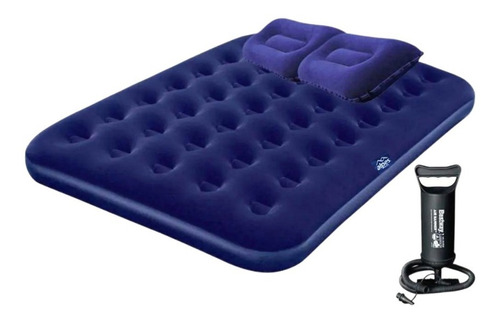 Colchón inflable Colchón Inflable Queen 2 Plazas Almohadas e Inflador color azul hasta 300kg de  152cm x 203cm x 22cm