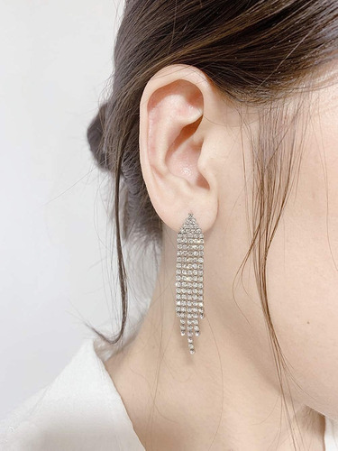Pendientes Colgantes Lineales Con Borlas Tipo Chandelier De