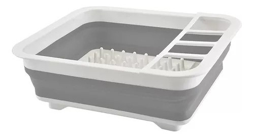 Secaplatos Escurridor Silicona Plegable Platos Vajilla Piu Color Blanco Con Gris