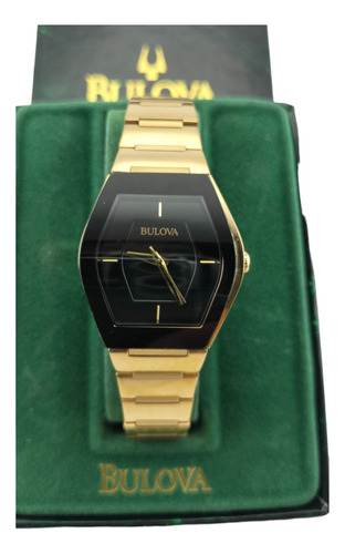 Reloj Bulova Gemini Dorado Tablero Negro Mujer (Reacondicionado)