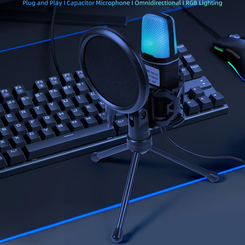 Micrófono De Condensador Iluminación Rgb Ajustable Para