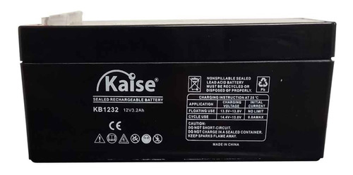 Kaise Batería Recargable Kb1232 Alarmas Luces 12v 3.2a Febo