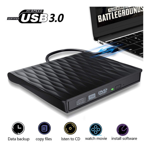 Acetend Unidad Externa Cd Dvd Usb 3.0 Grabadora Velocidad