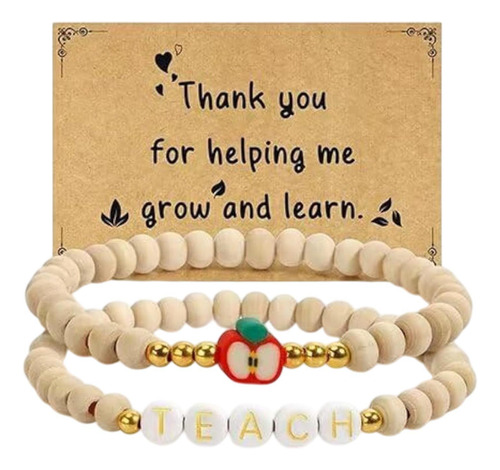 2x Pulseras De Cuentas De Madera Pulseras De Estilo C