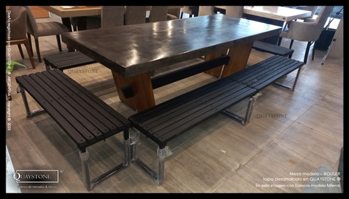 Mesa Exterior Moderna -- Diseño Marmol Silestone -opc Bancos Blanco