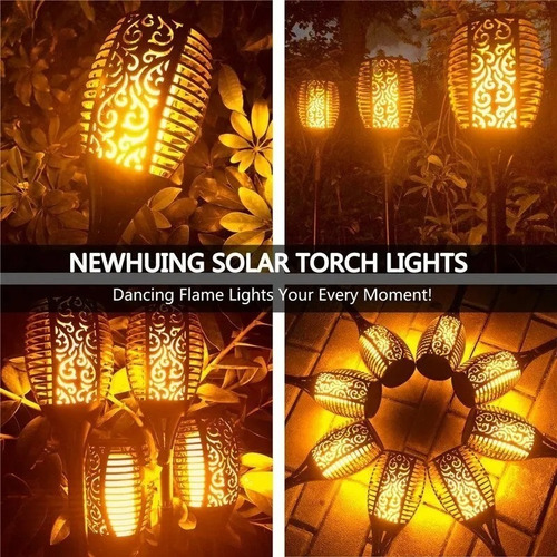 Imagen 6 de 7 de Pack X4 Mini Lampara Luces Solares Antorchas Led Estaca