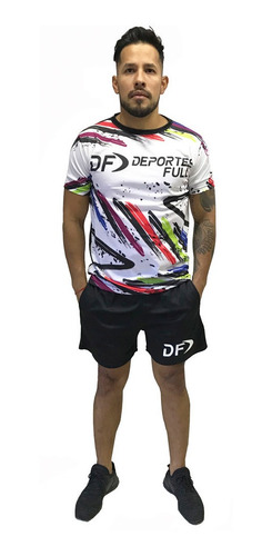 Remera Multicolor + Short Conjunto Deportivo Padel Tenis