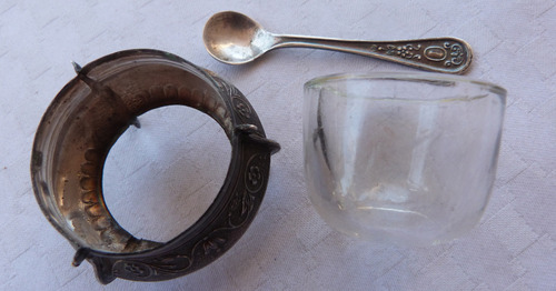 Monijor62-antiguo Coleccion Rusia Salero Cuenco Mesa Plata (Usado)