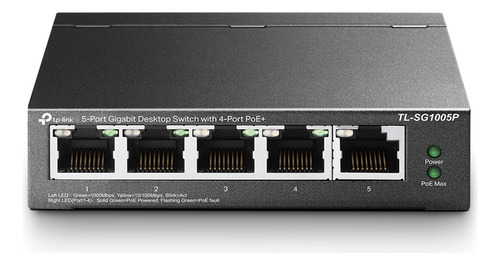 Switch Tp-link 5 Portas Gigabit 4 Portas Poe+ Tl-sg1005p