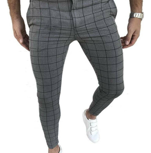 Pantalones Pitillo A Cuadros De Vestir Formal Para Hombre