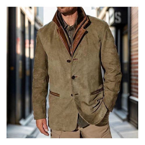 Chaqueta Vintage Para Hombre Solapa Otoño E Invierno