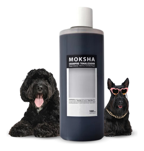 Shampoo Perro Gato Moksha X1 Litro Tonalizado Negro Extremo