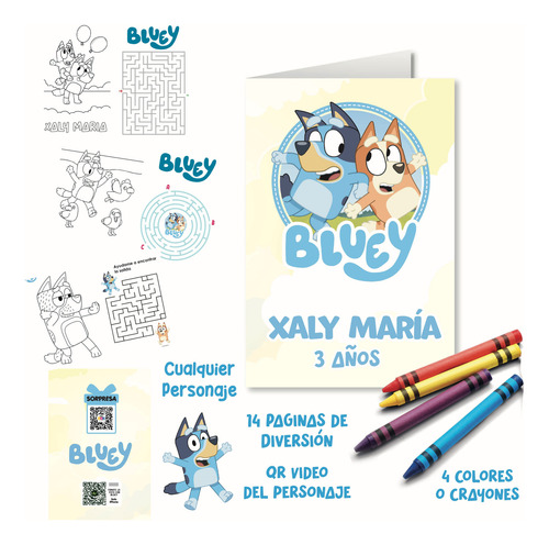 Libro Para Colorear Bluey Personalizado 25 Pz