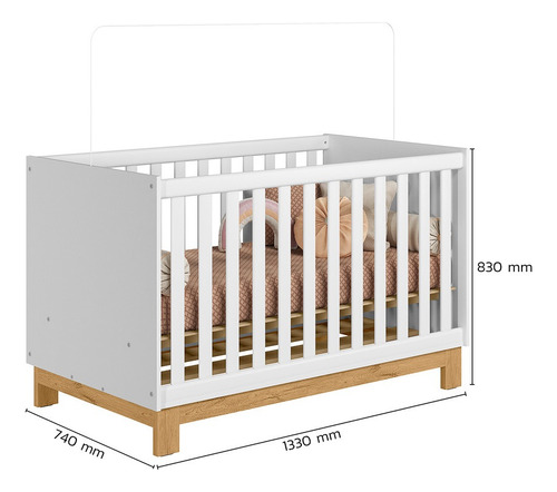 Berço Slim 4315 Com Grade De Proteção Removível E Colchão